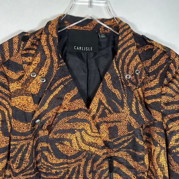 Carlisle Women's Zebra Print Asymmetrical Zip Moto Jacket 6 Yellow Black Outdoor - Picture 4 of 10